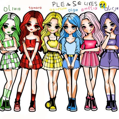 a group of girls realistic