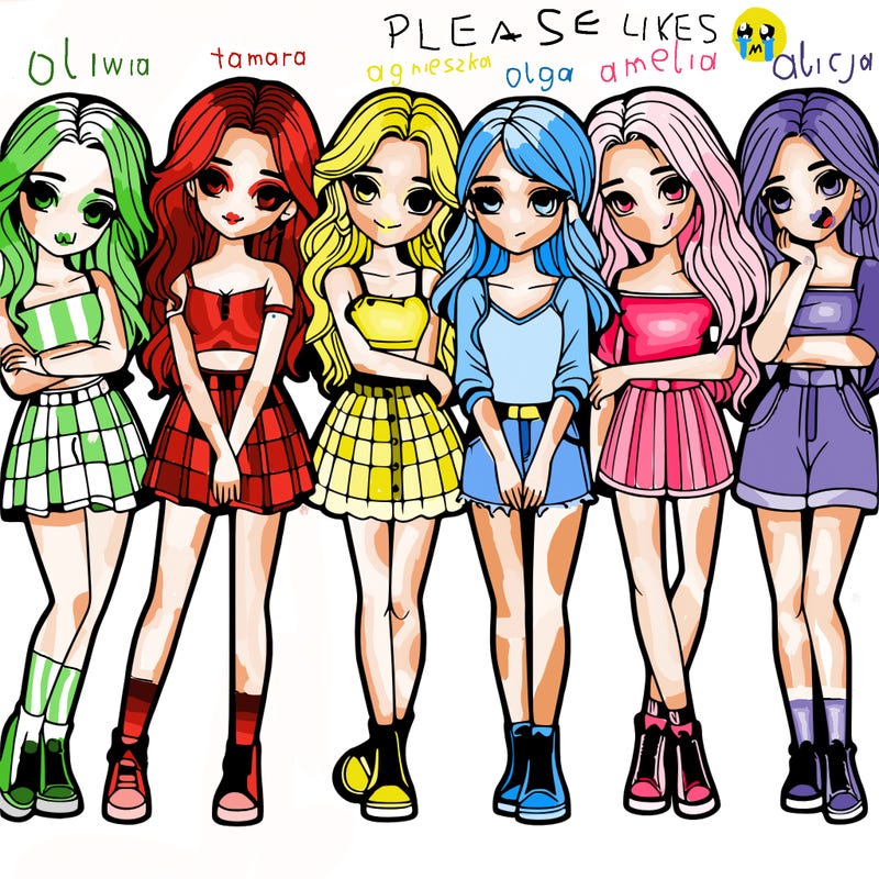 a group of girls realistic