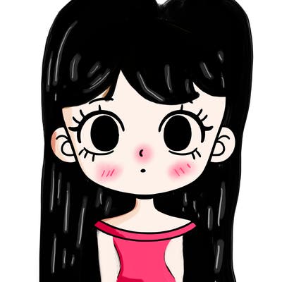 girl with no hair only eyes and a nose and a mouth