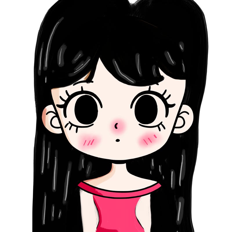 girl with no hair only eyes and a nose and a mouth