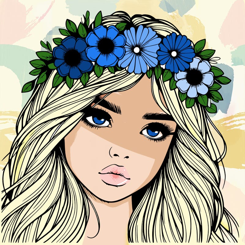 realistic girl with flowers crown