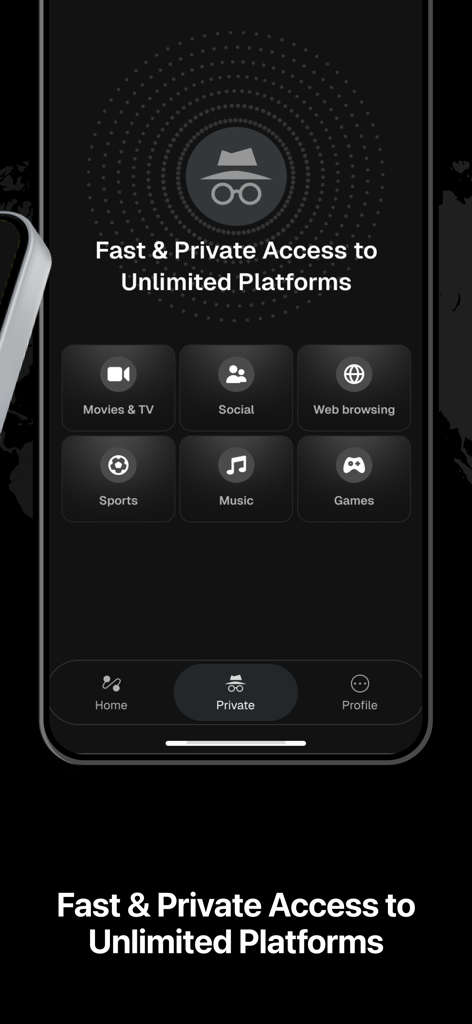 HS VPN Lite: Private VPN Proxy - HS VPN Lite interface for private access to social media and streaming platforms