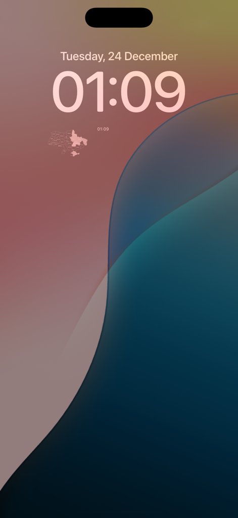 iPhone lock screen displaying a small map widget with air raid alerts in Ukraine