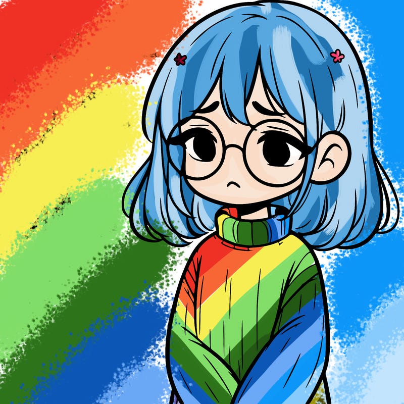 sad girl with glasses in a sweater