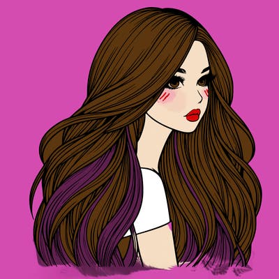 realistic girl with long realistic hair