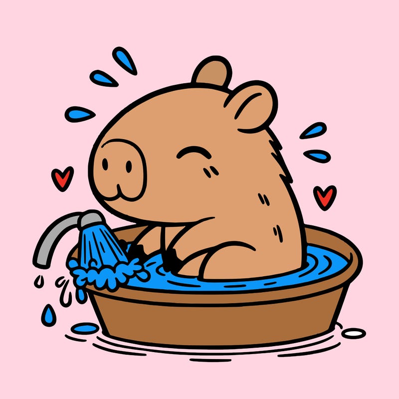 capybara taking a bath