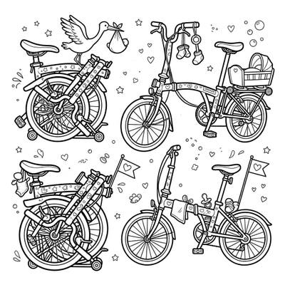 Get ready to welcome a new little one with this unique coloring page! Featuring charming folding bikes decorated with sweet baby shower elements, it's perfect for celebrating a new arrival.