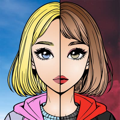 split realistic girl