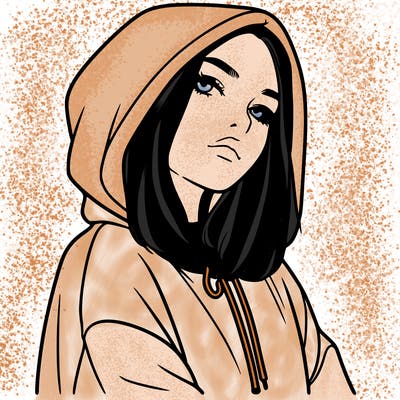 a realistic girl in a hoodie