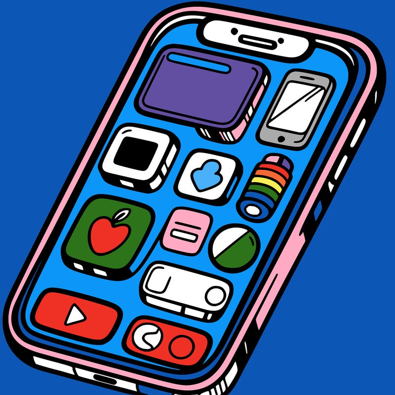 phone with a bunch of blank apps