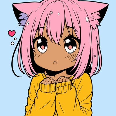 shy anime catgirl