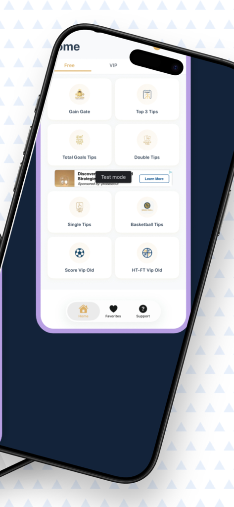 Gaingate Prediction & Analysis - Gaingate app home screen showing different sports betting prediction categories and tips
