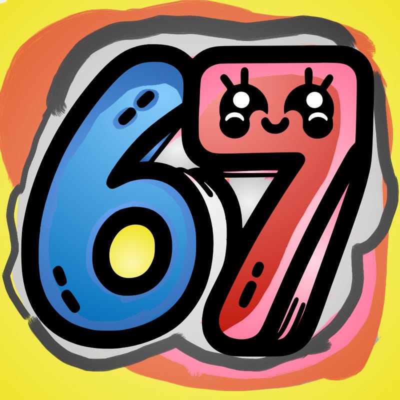 the numbers 67