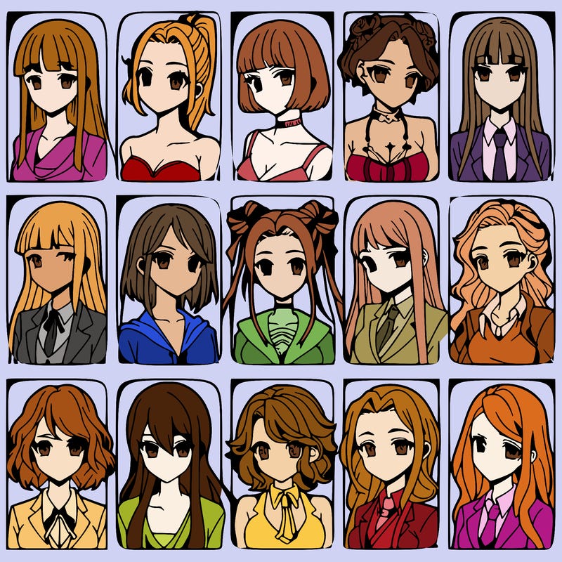 girls that look diffrent anime