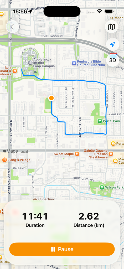 Geodata Map Viewer - Interfaz de Geodata Map Viewer que muestra una ruta GPS rastreada en un mapa con estadísticas de duración y distancia