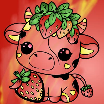 cute strawberry cow