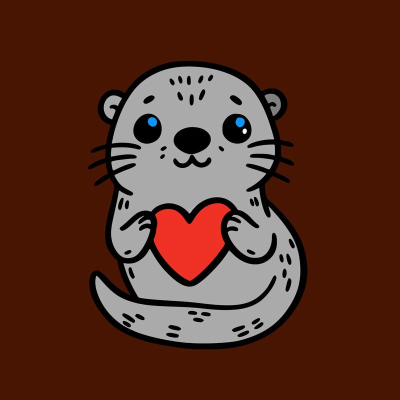 otter with a heart