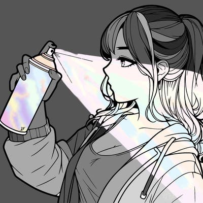 a realistic girl spray, painting