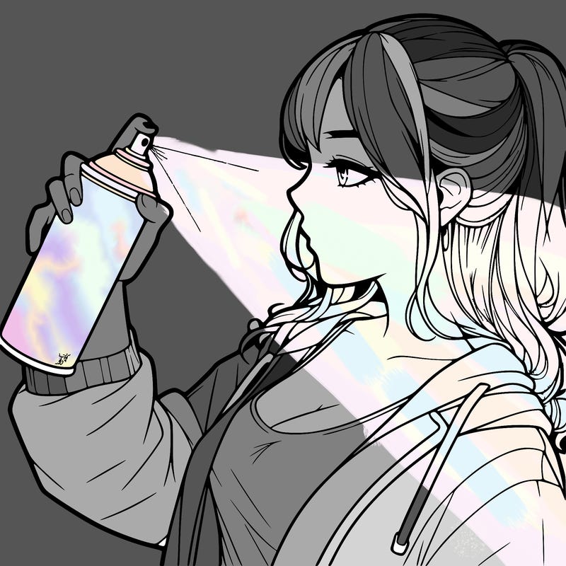 a realistic girl spray, painting