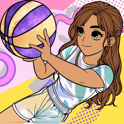 realistic girl playing basketball