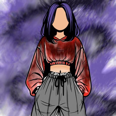 realistic girl faceless with baggy pants and a crop top