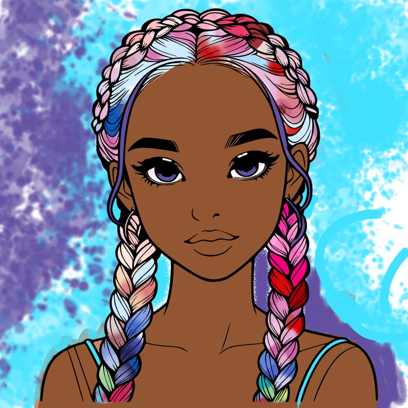 realistic girl with braids