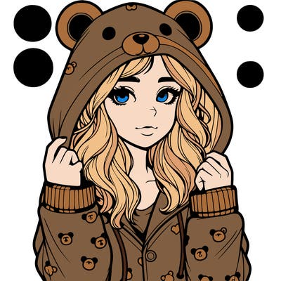 realistic girl in a animal pjs hoodie