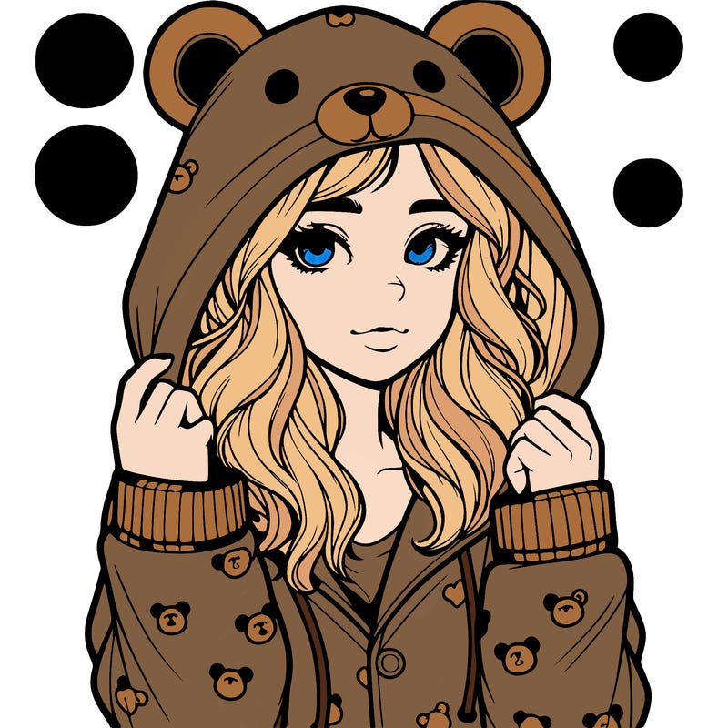 realistic girl in a animal pjs hoodie