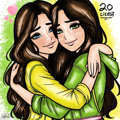 realistic girls hugging