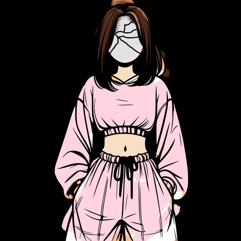 realistic girl faceless with baggy pants and a crop top