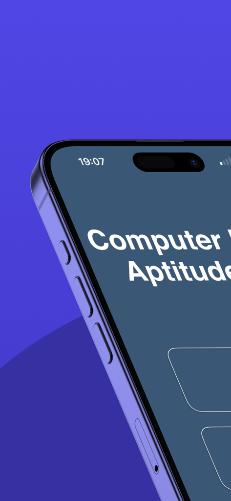 CBAT - Close-up of the CBAT Computer Based Aptitude Training app on an iPhone screen