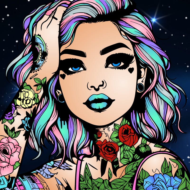 realistic girl with tattoos all over