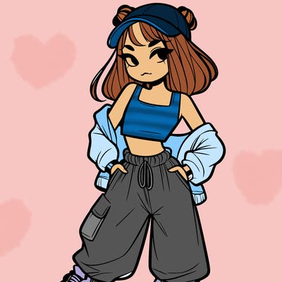 girl in crop top and baggy pants