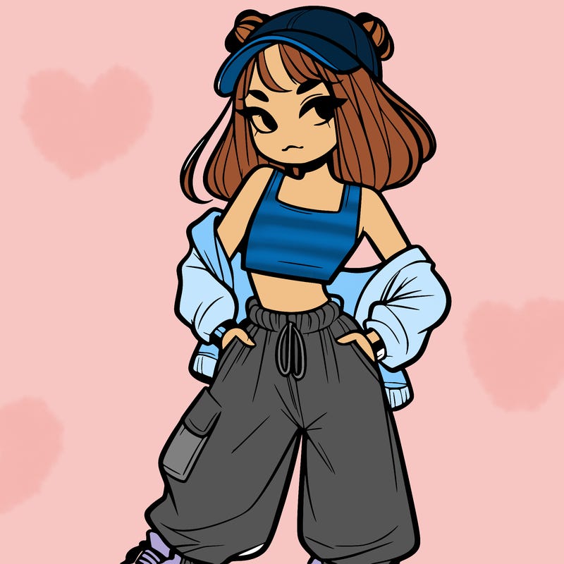 girl in crop top and baggy pants