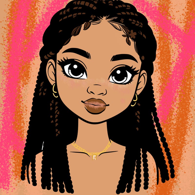 a realistic black girl with braids