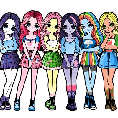 a group of girls realistic