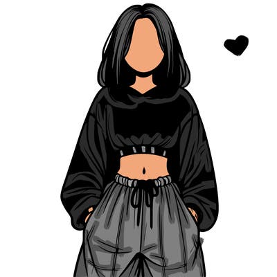 realistic girl faceless with baggy pants and a crop top