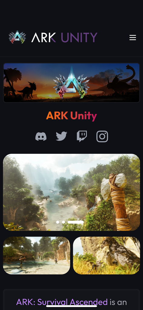 ARK Unity companion app home screen for ARK Survival Ascended