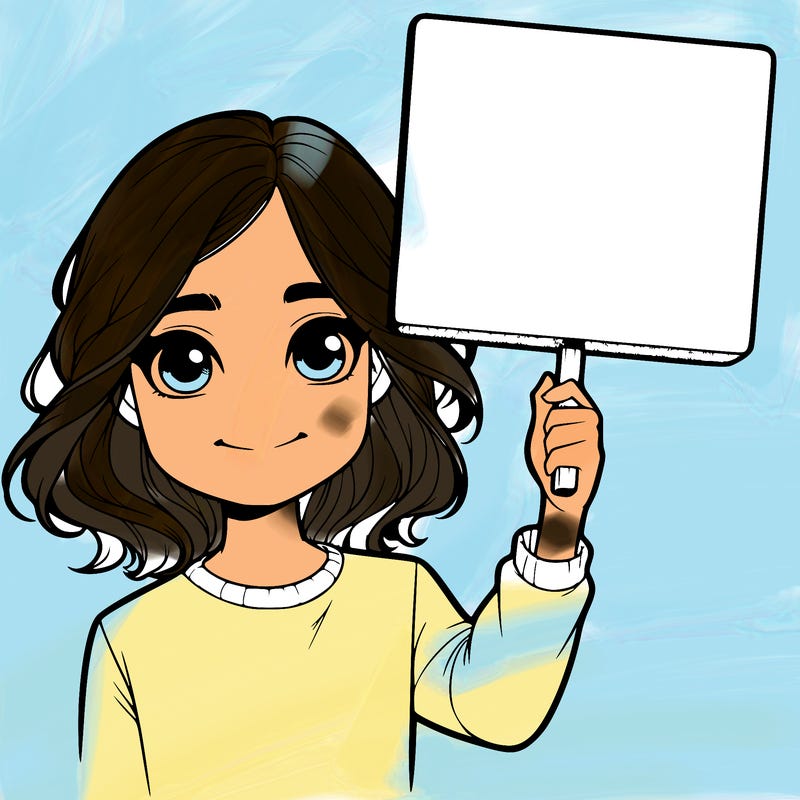 realistic girl holding up a sign