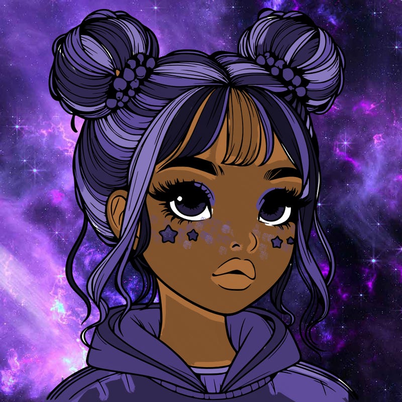 realistic girl with space buns