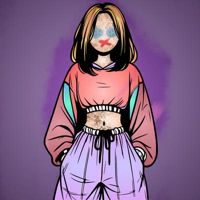 realistic girl faceless with baggy pants and a crop top