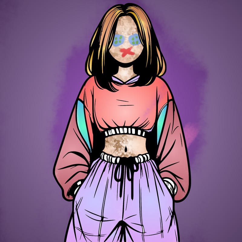 realistic girl faceless with baggy pants and a crop top