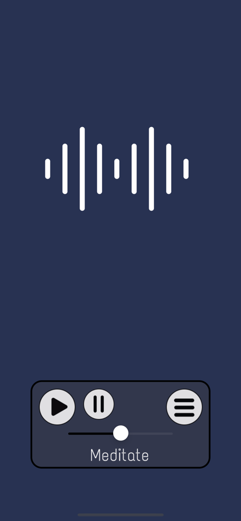 Ambient Sleep - Ambient Sleep app interface displaying a sound wave and media controls for meditation.