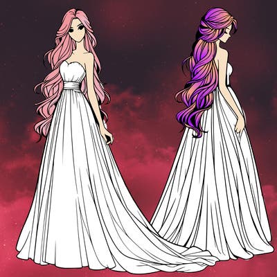 realistic woman with long flowing dress