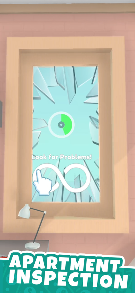 Landlord Simulator - Landlord Simulator gameplay showing an apartment inspection of a broken window.