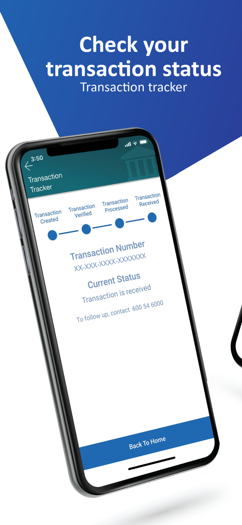 Smartphone-Bildschirm, der die Transaktionsverfolgung der Al Ansari Exchange mit Statusaktualisierungen für eine Geldüberweisung anzeigt.