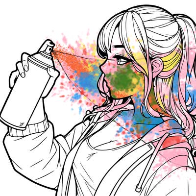 a realistic girl spray, painting