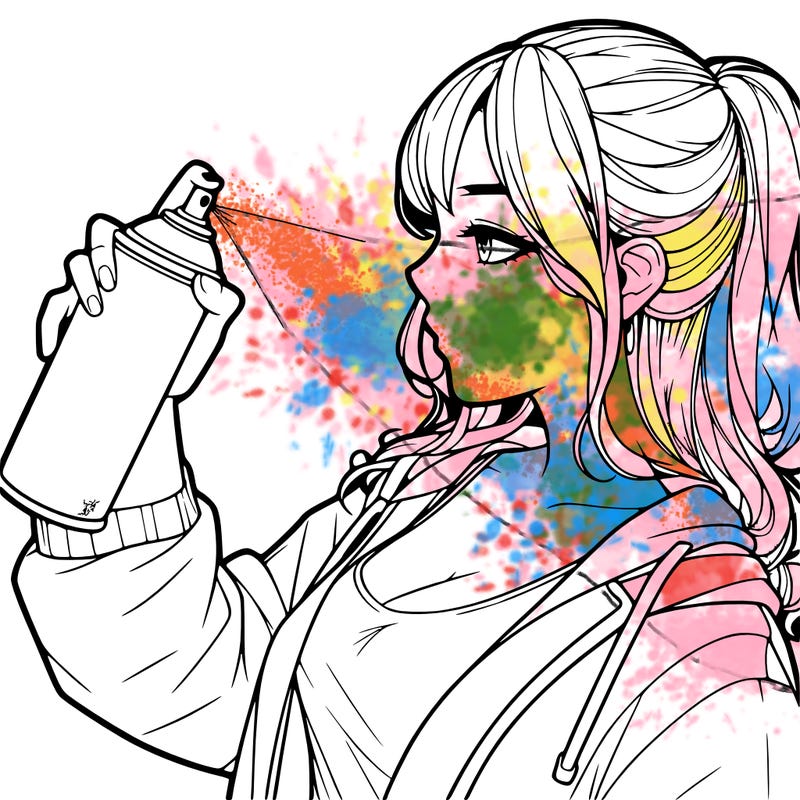 a realistic girl spray, painting