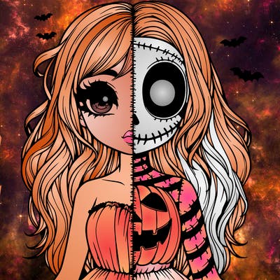 realistic girl halloween split