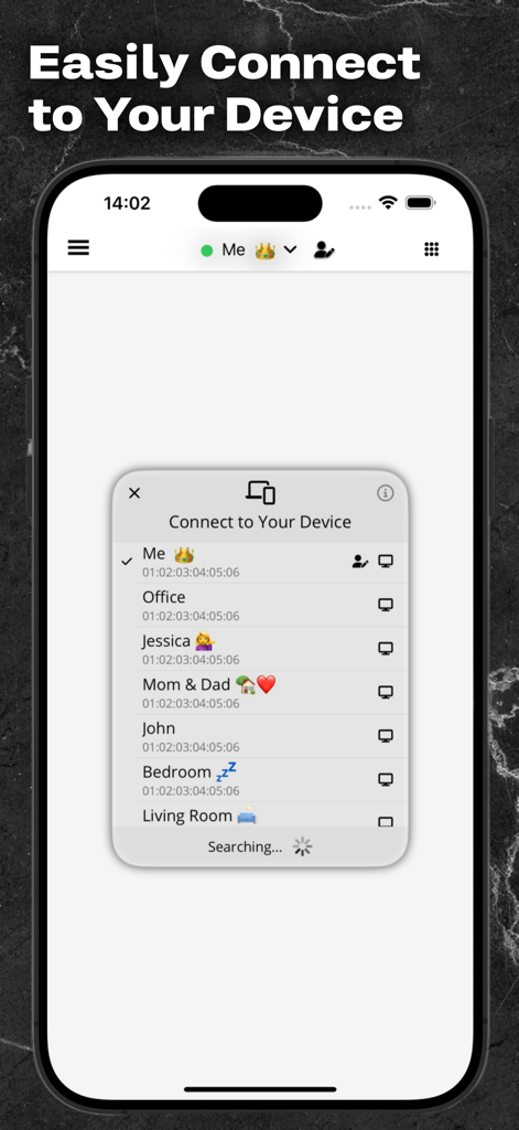 Remote For Chromecast GoogleTV - Tela do iPhone mostrando uma lista de dispositivos Chromecast e Google TV disponíveis para conectar com o aplicativo